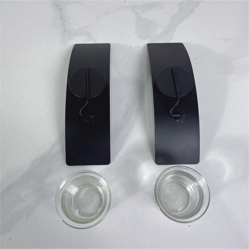 Metal Wall Mounted Candle Holders with Tealight Glass Cup Container Home and Wedding Decoration Candle Sconces Set of 2