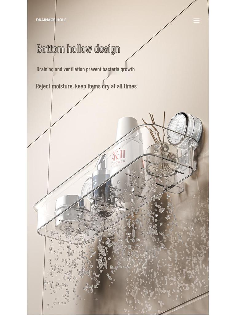 Wall-Mounted Vacuum Suction Cup Bathroom Shelf and Cosmetics Organizer