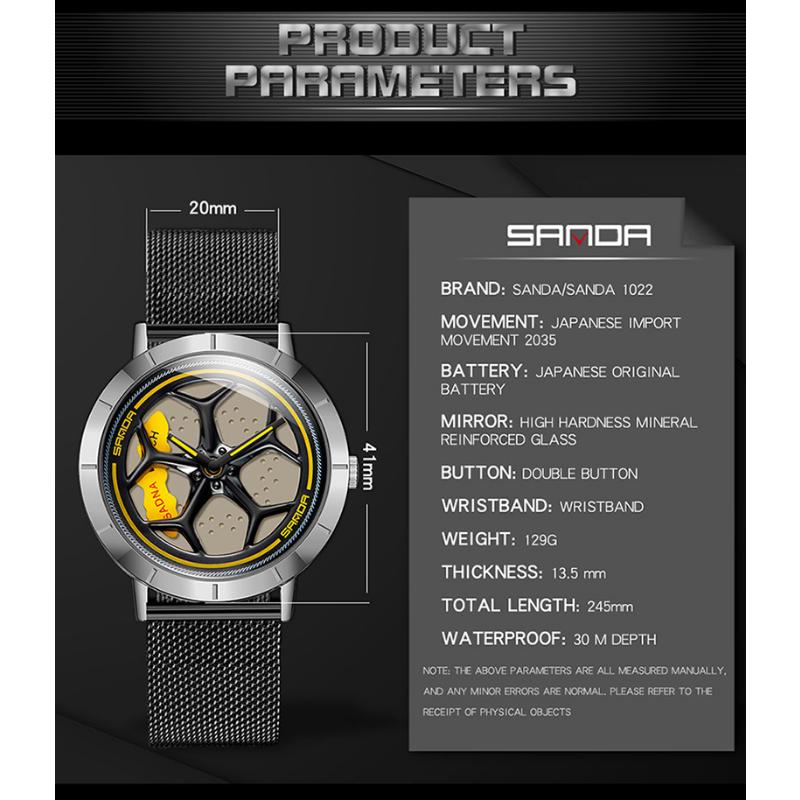 SANDA Ceas Bărbați Nou Ceas Rotativ Ceas Fashion Hollow Quartz