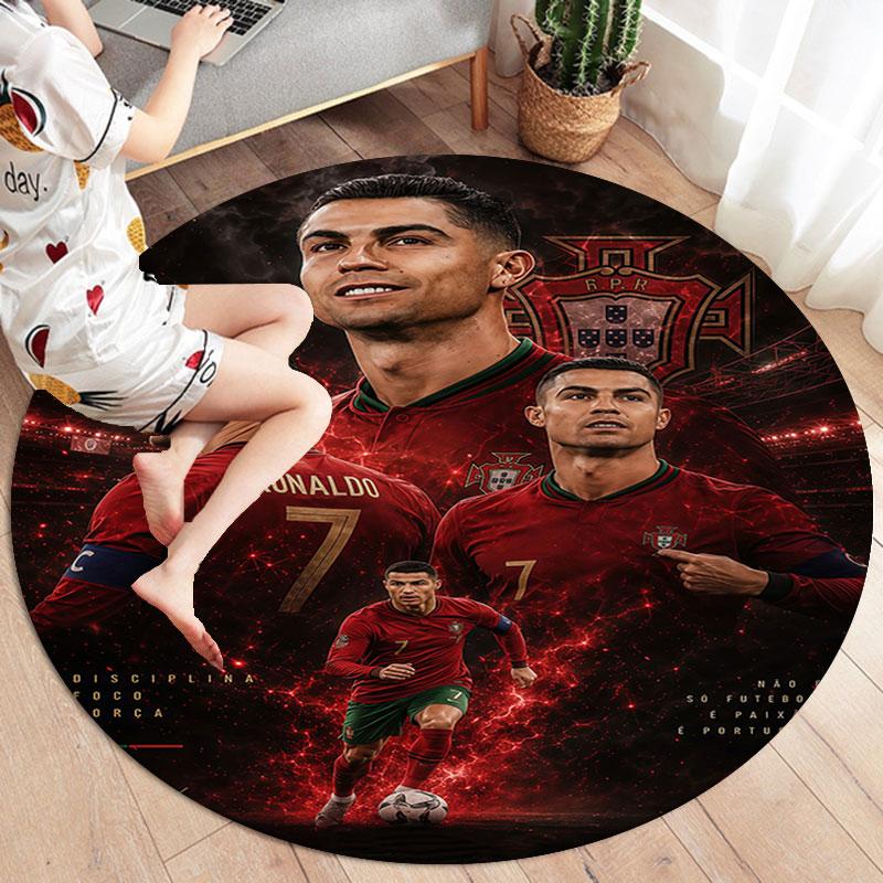 CR7 Round Area Rug,Carpet Rug for Living Room Bedroom Sofa Playroom Decor,Non-slip Floor Mat