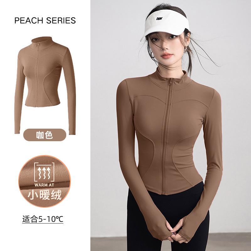 Spring yoga clothes women's velvet quick-drying running sports jacket stand-up collar casual training long-sleeved thin fitness clothes top