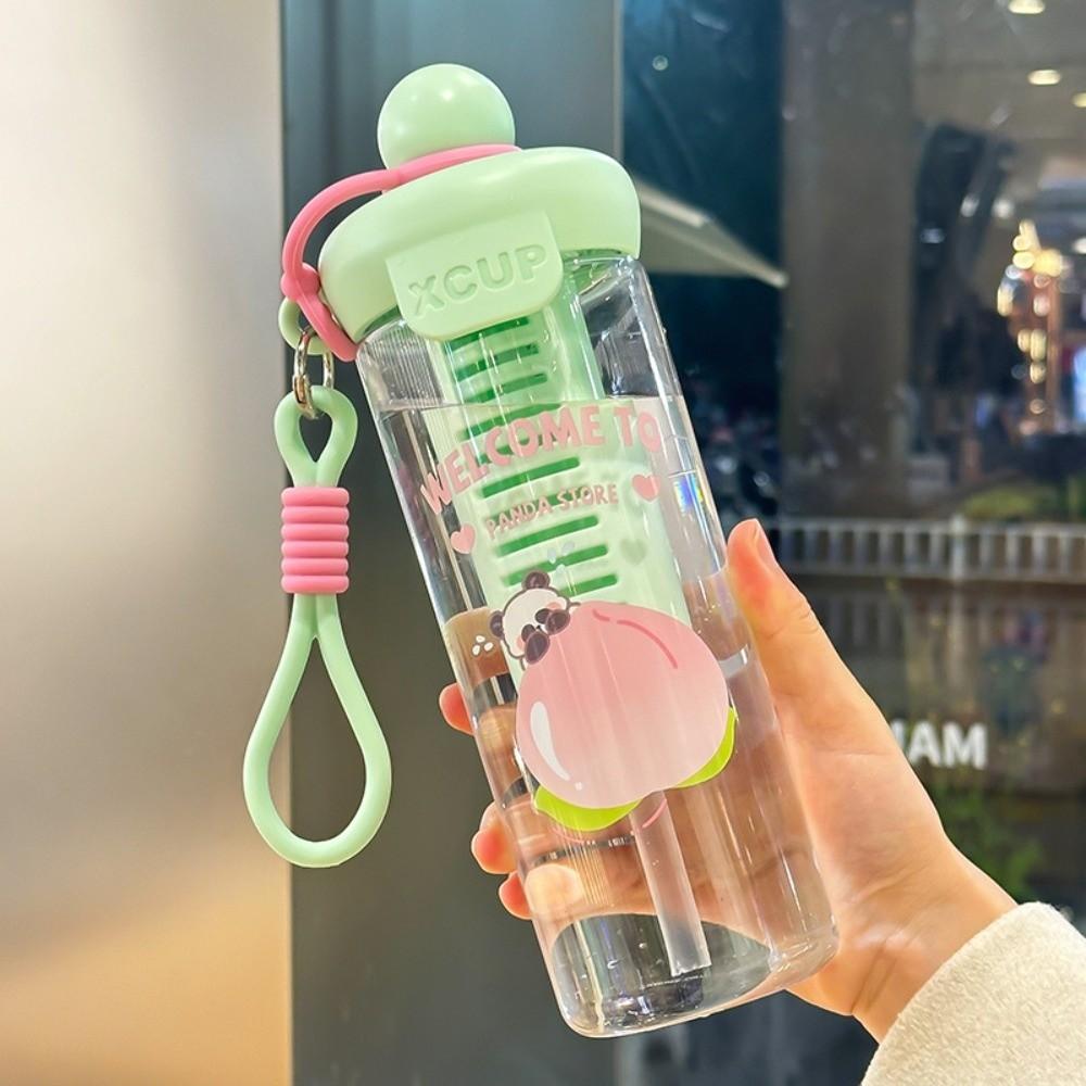 

Creative 750ml Straw Water Cup Large Capacity Cartoon Tea Infuser Cup with Lanyard Leak-proof Vacuum Cup Summer зелений