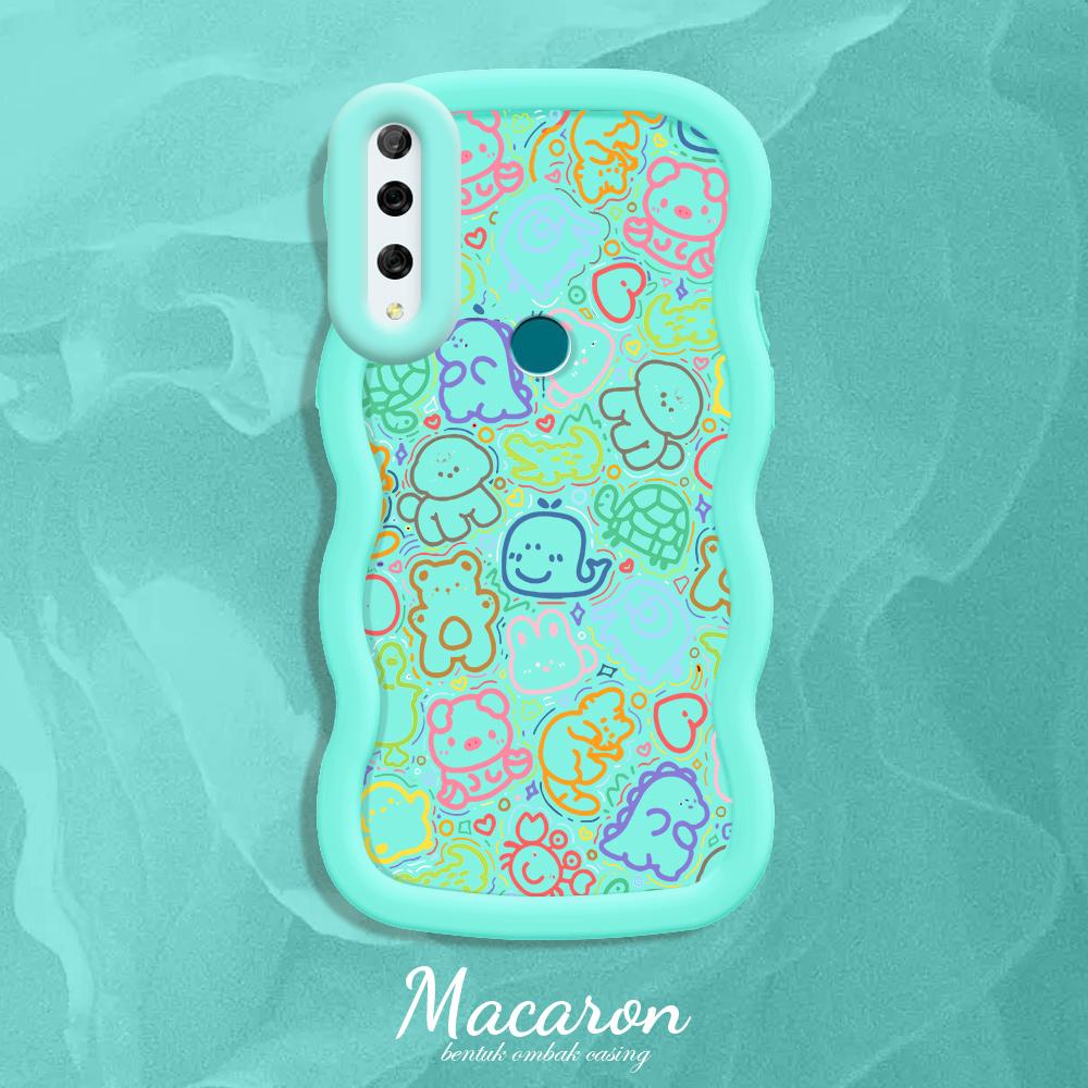 

Окрашенный узор Big Wave Edge Мягкий силиконовый материал Macaron чехол для телефона противоударный защитный резиновый чехол для iPhone Huawei Honor Infinix Tecno iPhone 16 синий