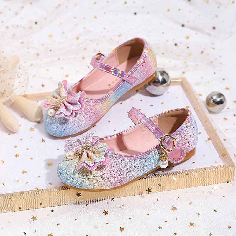 

Girls Princess Leather Shoes, Elsa s Gorgeous Gradient Color Spring Style Baby Soft Sole Loafers, Children s Crystal Shoes 22 розовый