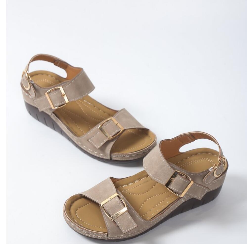 Women s Wedge Sandals Summer Cork Clogs Sandals Classic Women Mules Soft Beach Rome Sandalias with Adjustable Buckle 36