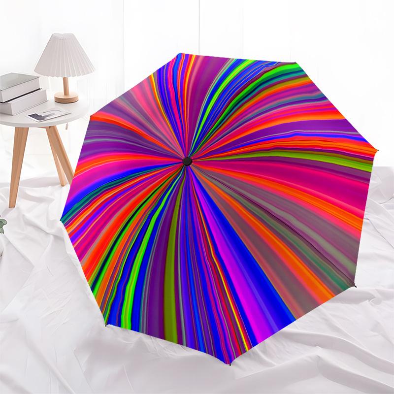 1pc Color Wheel Spectrum Automatic Folding Umbrella with 8-Rib Windproof Design, Portable Foldable Sunshade Umbrella For Halloween 024