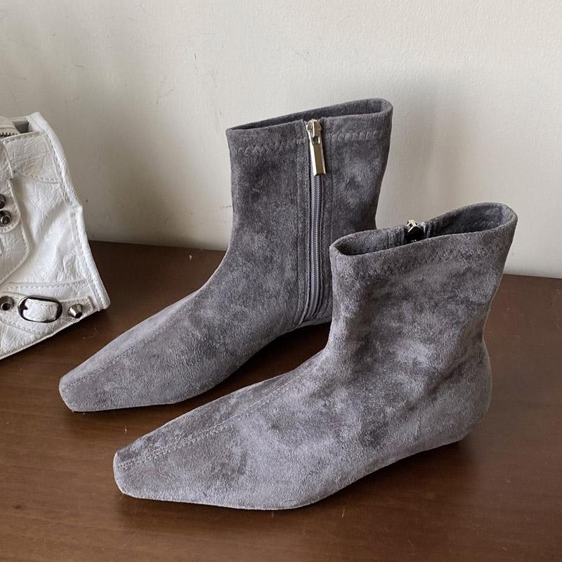 Fashion Eilyken Autumn Winter Women Ankle Boots Low Heels Zipper Shoes Fashion Pointed Toe Comfortable Botas Zapatos De Mujer