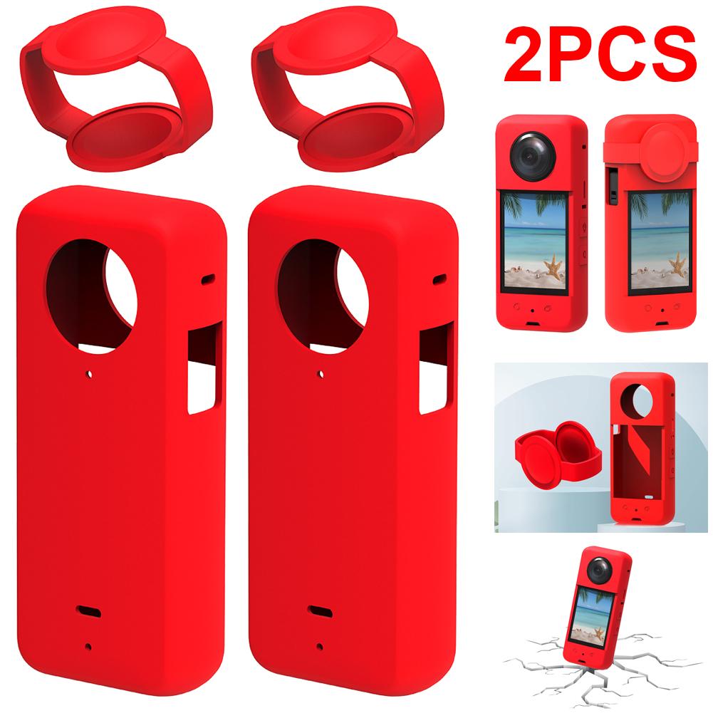 

- Мягкий водонепроницаемый защитный чехол для панорамной экшн-камеры Insta360 X3 (красный)