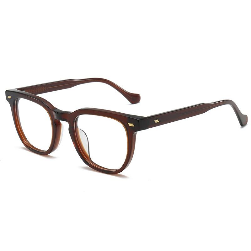 

Myopia Glasses Ultralight Acetate Glasses Frame Material Big Square Anti Blue Light Eyeglasses for Man plastic demo lens коричневий