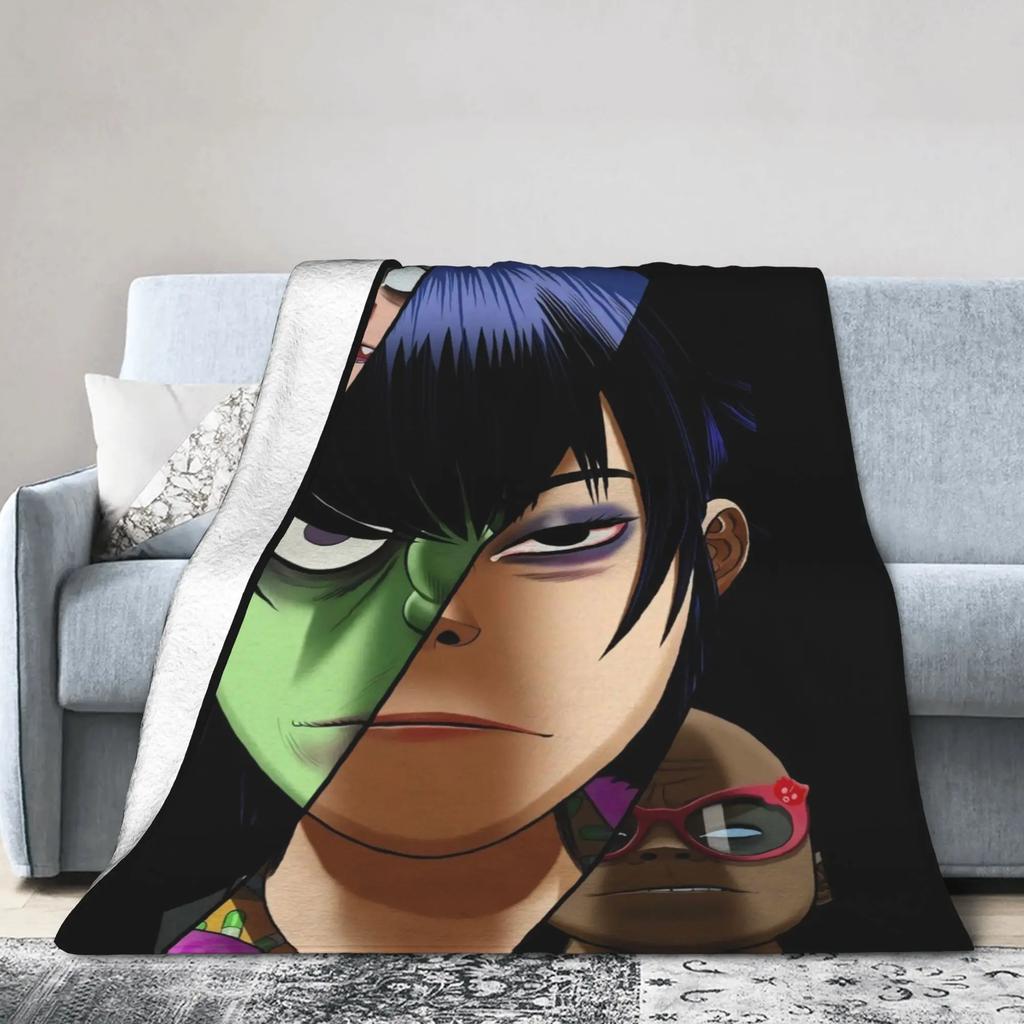 Gorillaz Music Band Plush Throw Blanket  Soft Warm Flannel Blanket for Bed Bedroom Students Novelty Gift