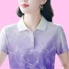 Women Short-sleeved T-shirt Summer New Mother Printed Color Polo Shirt Top Large Size Lapel T-shirt Summer Clothing