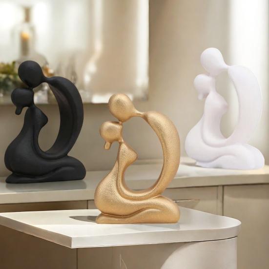 Kissing Couple Statue, Modern Abstract Lover Figurine, Resin Romantic Couple Sculpture for Home, Office, Desktop, Bookshelf, Wedding Decor