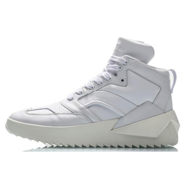 Li Ning CF Gold Age 2000 Amorti Antidérapant Résistant à l'abrasion Montantes Chaussures de Sport Décontractées Homme Blanc AGCQ133-1