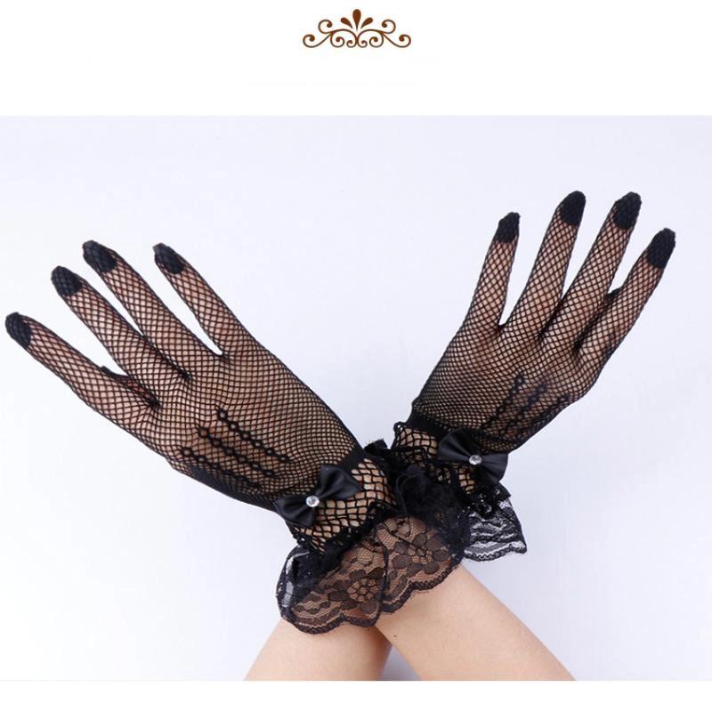 Lolita Summer Uv-Proof Driving Gloves Jk Mesh Fishnet Gloves Lace Full Finger Girls Lace  Gloves Hand Cosplay Gloves