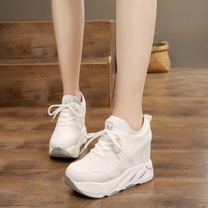New Autumn Women Breathable Platform Casual Shoes Women Height Increased Vulcanized Shoes 12 CM Thick Sole Zapatos Mujer
