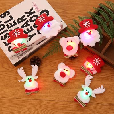 Christmas Decorations Light Up Brooch Badge Old Man Snow Bear Christmas Gift