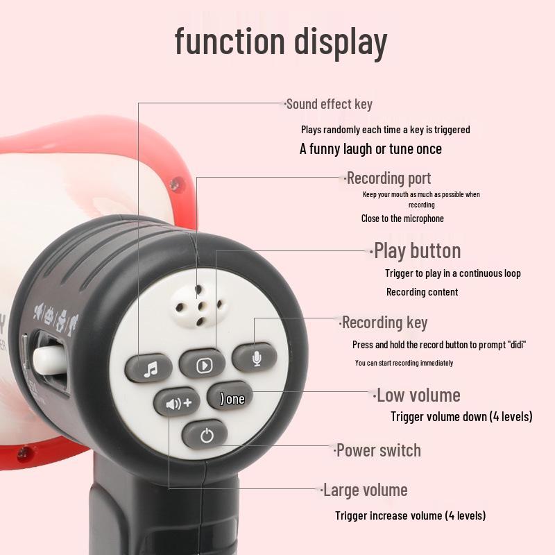 USB Charging Children's Megaphone Voice Changer Toy with Recording Feature