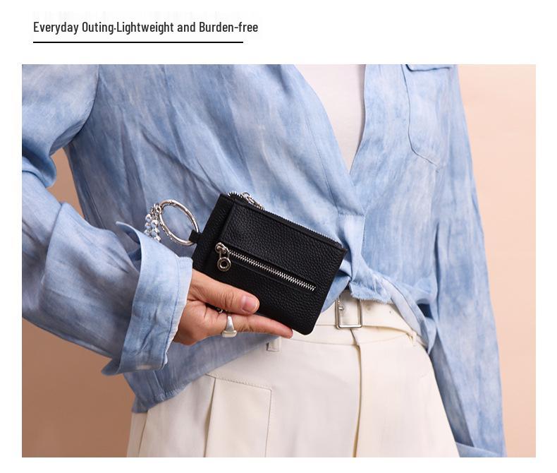 Genuine Leather Japanese Pendant Key Holder and Coin Purse - Multi-functional Organizer for Women