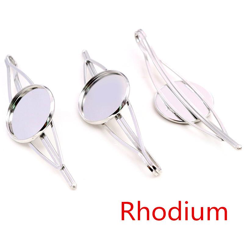 20mm 5pcs High Quality Bronze and Silver Plated 7 Colors Copper Material Hairpin Hair Clips Hairpin Base Setting Cabochon Cameo