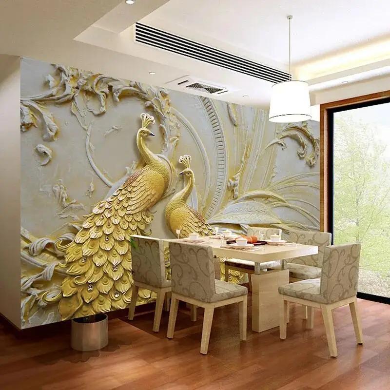 European Style 3d Peacock Mural Wallpaper Living Room Tv Hotel Background Home Decor Fresco Wall Papers