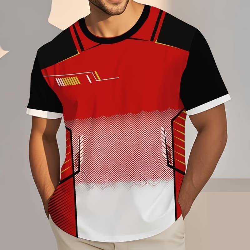 Herren Mode 3D Gedrucktes Herren T-Shirt Rundhals Kurzarm Trendige Streetwear