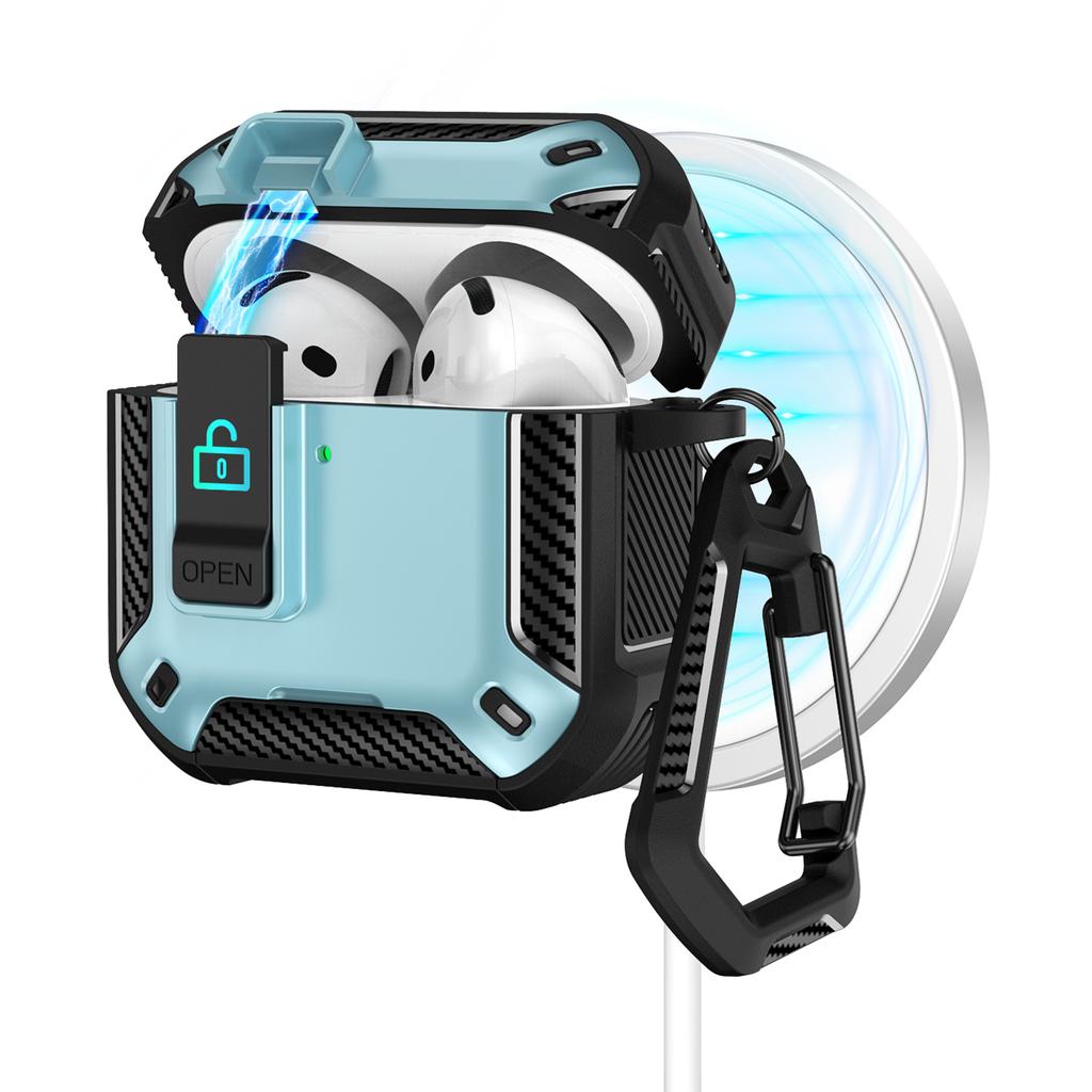For AirPods 4 Case Compatible with MagSafe TPU PC Earbuds Cover with Carabiner/Stand