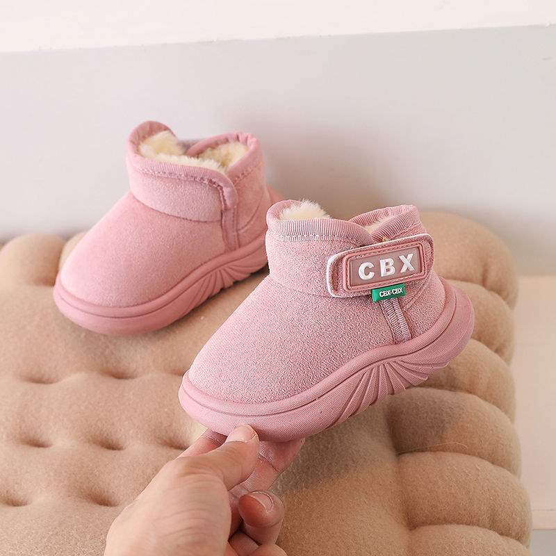 Winter children's snow boots versatile foreign style baby bag heel cotton shoes thickened cute boys and girls soft-soled warm short boots