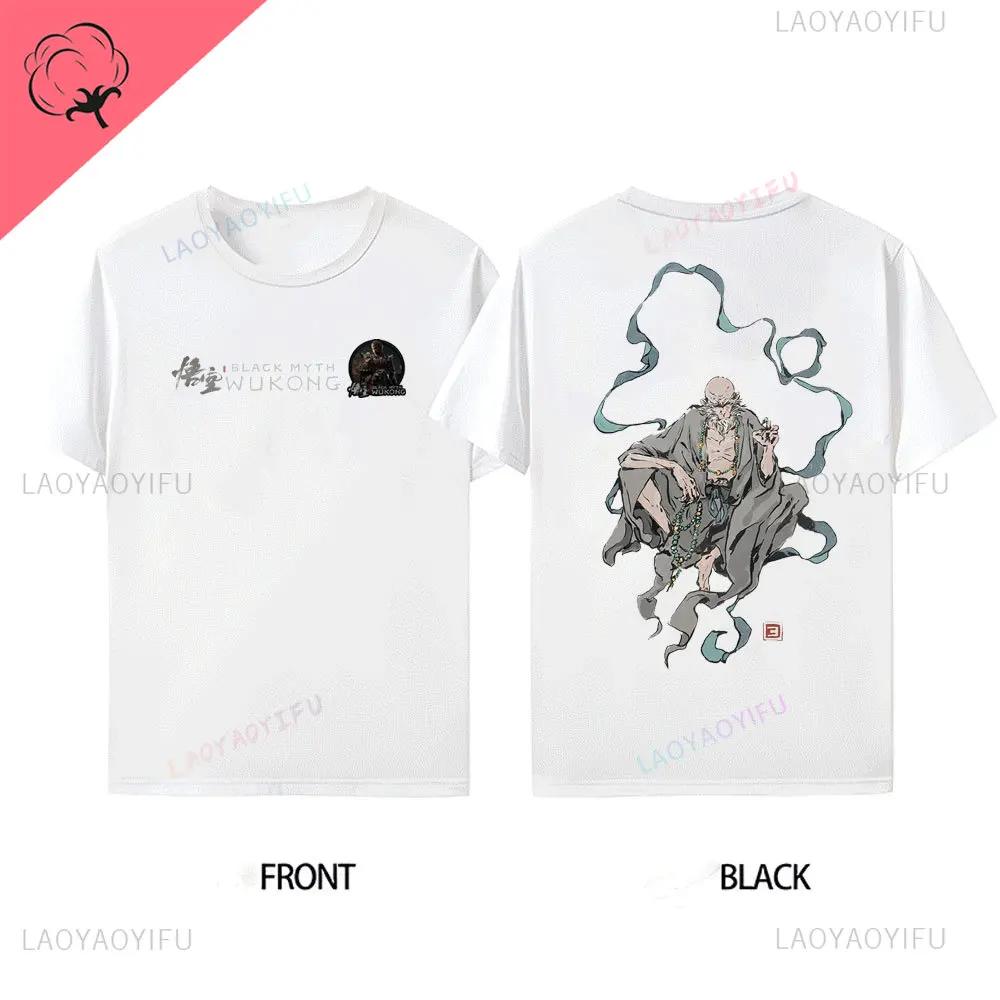 Herren Bestseller Black Myth Wukong Sun Wukong Muster vorne hinten Baumwoll-T-Shirt Wukong Spiel Ausverkauf T-Shirt Kurzärmlig