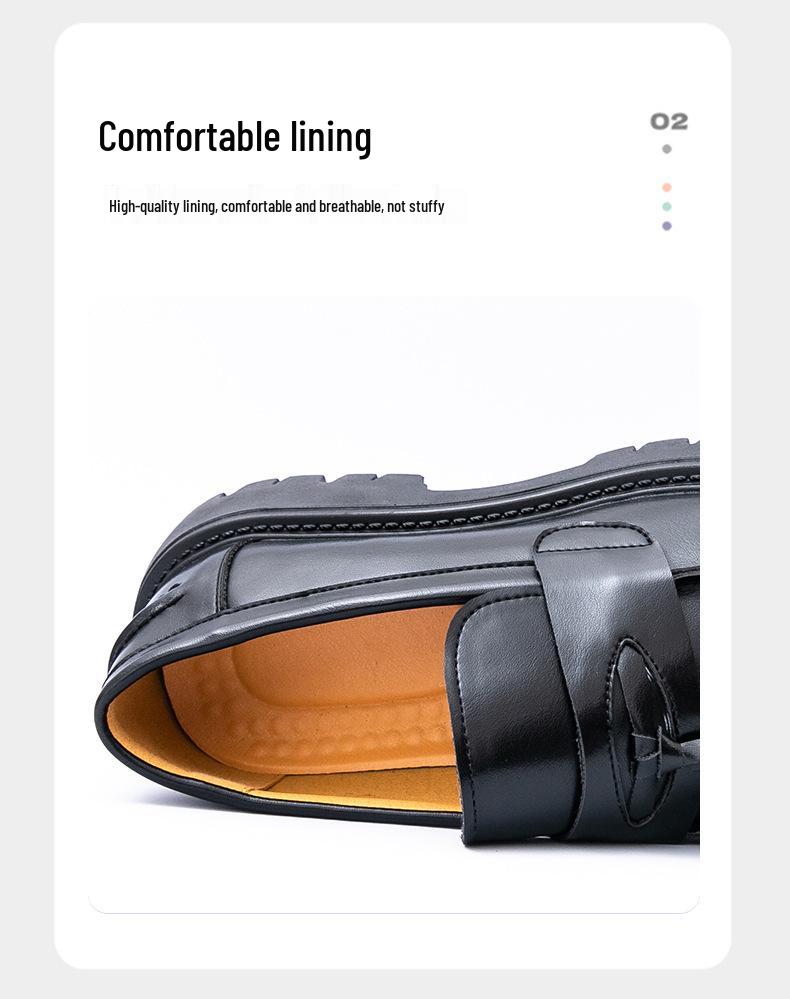 Men's Trendy Height-Increasing Leather Loafers - Thick Sole, Large Size, Casual Business Shoes