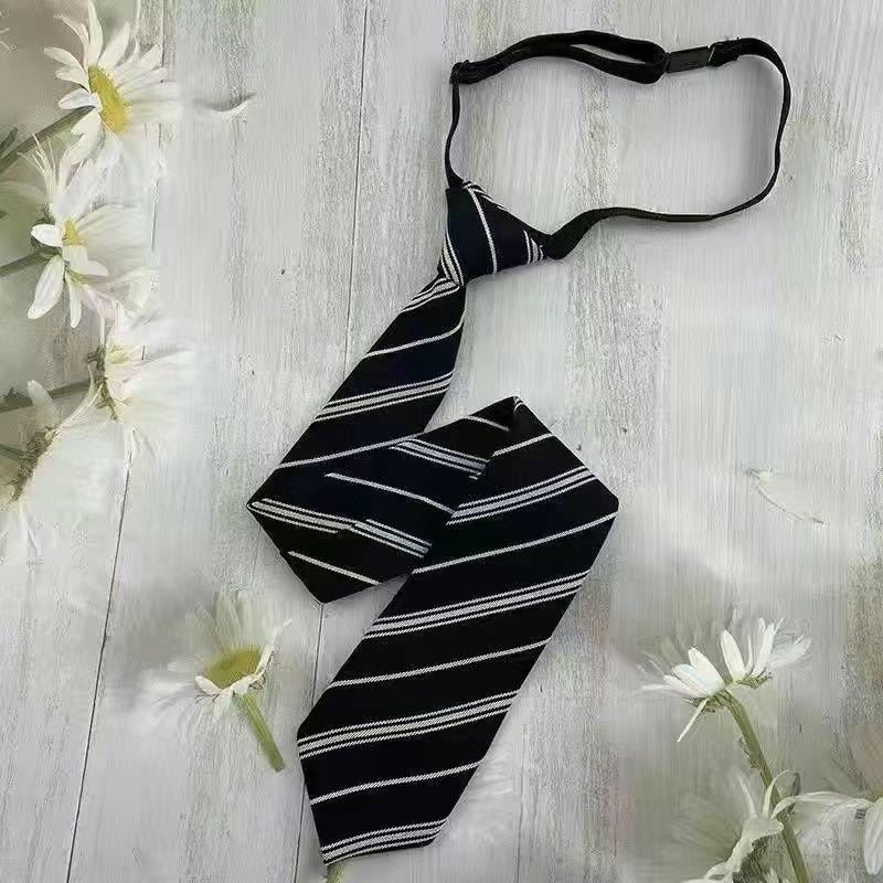 Cotton Solid Color Tie With White Stripe For Japanese School Style Students And Casual Wear