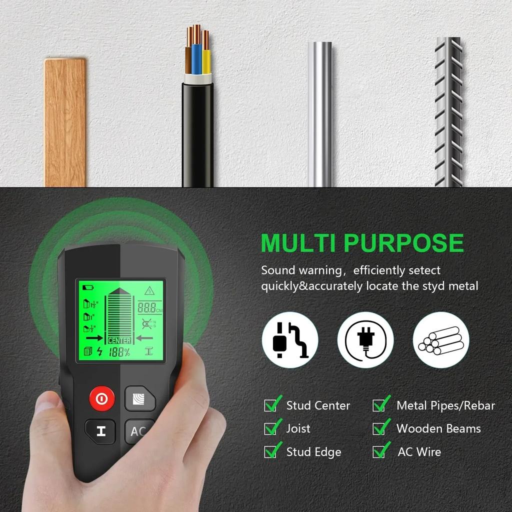 5 in 1 Stud Finder Wood Studs Metal Sensor AC Wire Digital Handheld Wall Detector Metal Wood Depth Measurement Finder Scanner