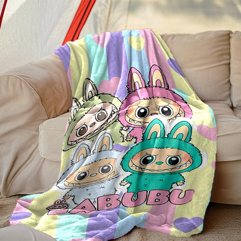 1 Stück LABUBU Decke, Bedruckte Wohndecke - Weiche Decke Geschenk für Familie, Waschbare Sofa-Bettdecke