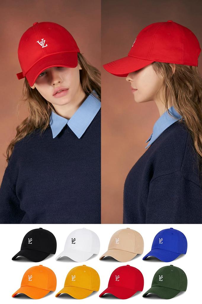Monogram soft over fit ball cap Red [VARZAR]