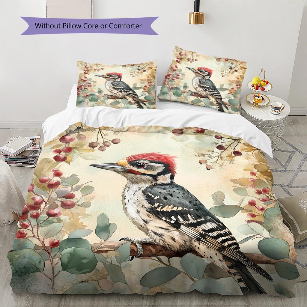 Branch Bird  Pattern Bedding Quilt Set  Home Decoration  Gift (1 * duvet cover + 2 * pillowcase, without core)