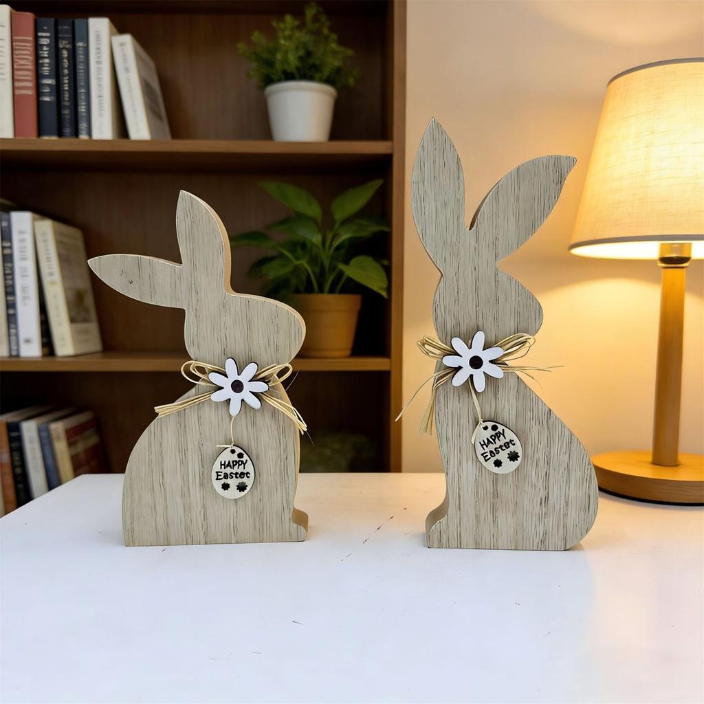 Easter Bunny Decoration Creative Desktop Home Decor, Wooden Home Decor Gift