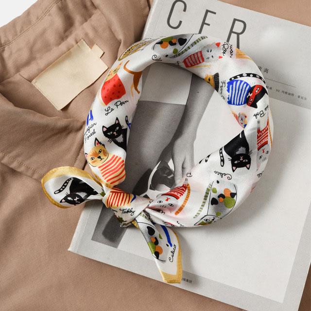 New 100% Real Silk Satin Women Scarf Flower Printed Foulard Femme Square Head Scarfs Bandana Shawl Gift For Lady Hijab