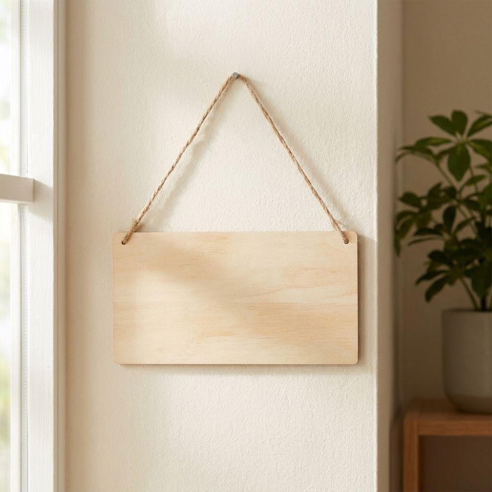 10Pcs Blank Rectangle Wooden Sign Blank with Rope Graffiti Crafts Hanging Wood Ornaments Painting Unfinished Wood Plaque
