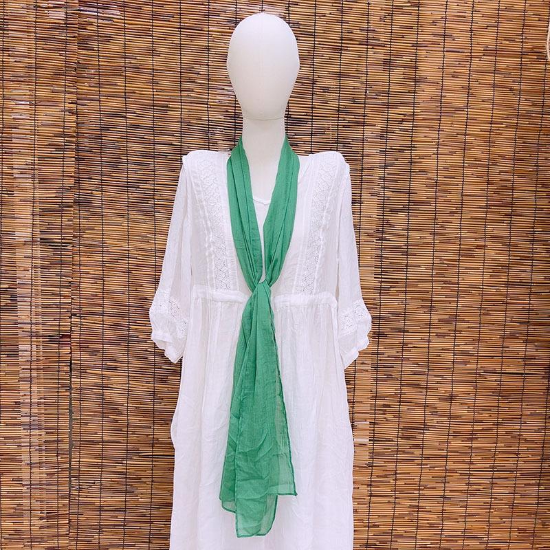 Thin Hollow Solid Color Soft Cotton Scarf Korean Version Thin Narrow Extended Small Silk Scarf Summer Neck Protection