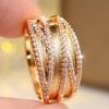 Glamorous Gold Color Multi Layer Zircon Ring for Women Daily Wear and Part