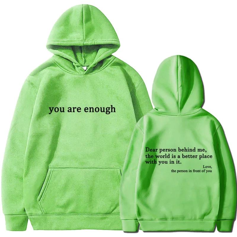2025 Trendy You Are Enough Printed Hoodie Men's and Women's Pullover Retro Hoodie Street Hip Hop Unisex Hoodie Top
