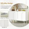Modern Minimalist Pure White Sideboard with 4 Doors in Arched Pattern for Dining Room And Living Room (White)