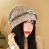 Bohemian fringed stacking hat autumn and winter hat women's big head circumference headhat retro versatile cold hat