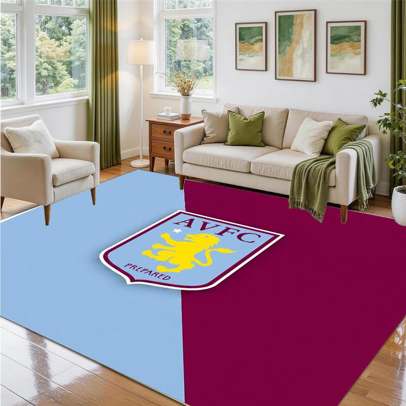 Aston Villa Football Design Crystal Velvet Rug Soft Decorative Mat for Bedroom Entrance