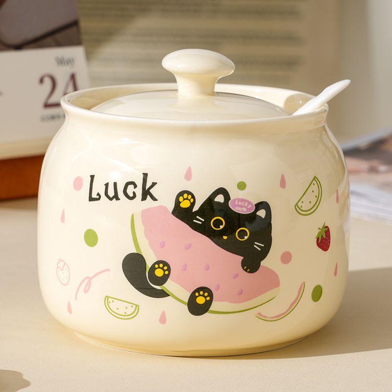 

High-Temperature Resistant Ceramic Salt Cellar with Lid - Perfect for Seasonings, Sauces, and More