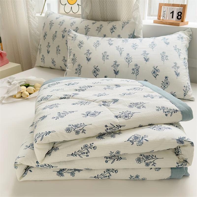 Jumeng Home Textiles Fresh Print Bubble Cotton Summer Quilt