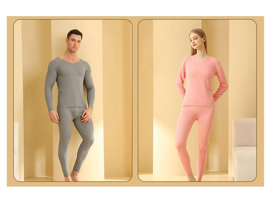 Men's & Women's Seamless Fleece-Lined Thermal Underwear Set for Autumn & Winter