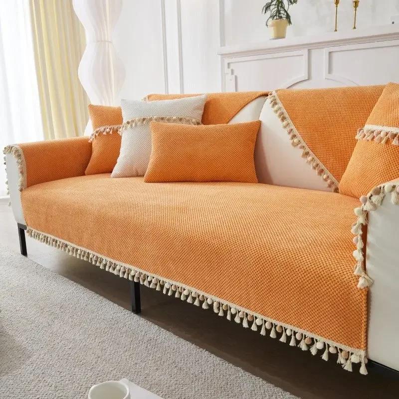 Bavlněná podložka na pohovku s opěradlem Protiskluzová Prachotěsná Jednobarevná Šetrná k pokožce Minimalistická Moderní Domácí Dekorace do obývacího pokoje kryt