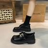 Chaussures plates en cuir pour femmes 2025 printemps nouveau polyvalent mocassins de ville rétro style britannique noir chaussures simples JK