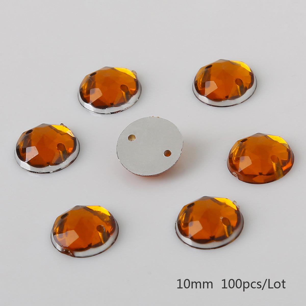 

8/10/12 мм стразы с плоской обратной стороной, круглые акриловые бусины, пришитые стразы, хрустальные камни для рукоделия, украшения для скрапбукинга 10mm 100pcs коричневый/глубокий