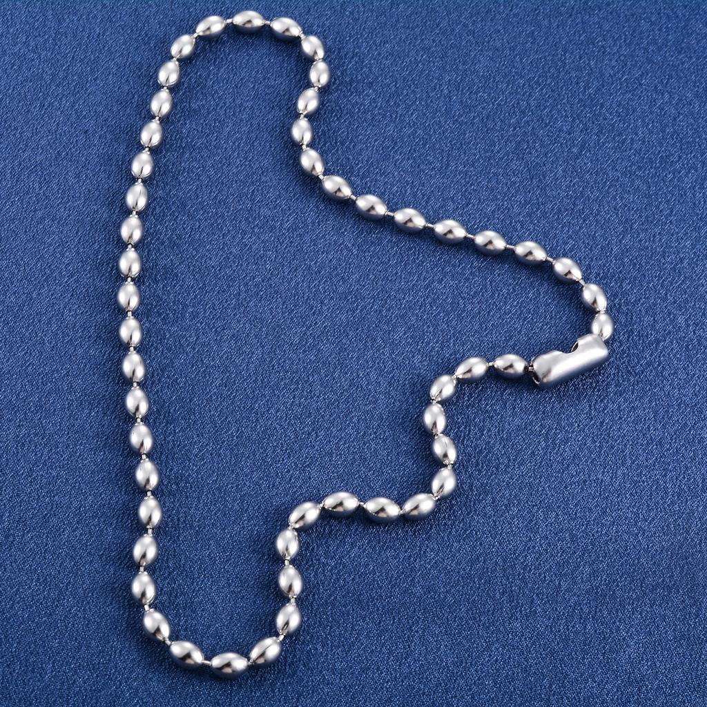 Classic Stainless Steel Oval Beads Link Chain Long Ball Necklace for Women Men Neck Choker Copper Color Metal Jewelry Accessory